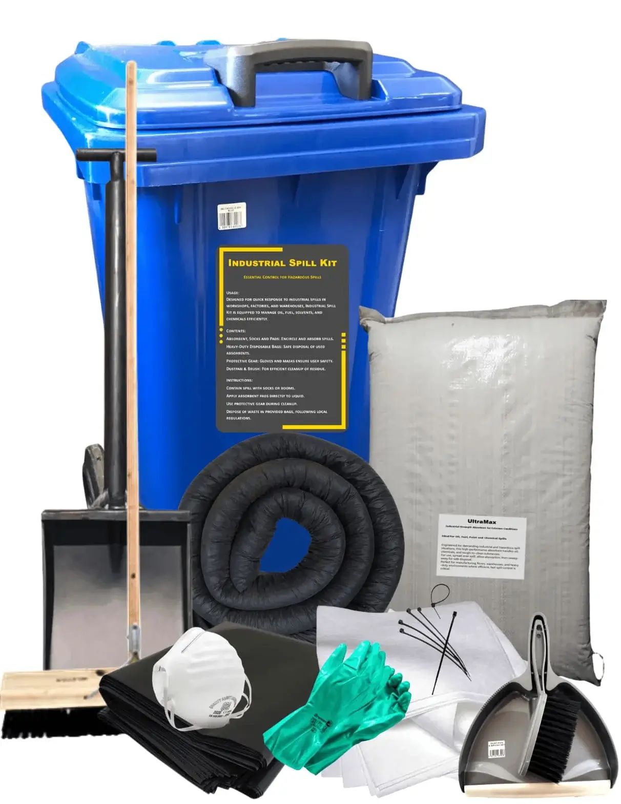 120L Oil & Fuel Spill Kit in Wheelie Bin | Complete Industrial Kit