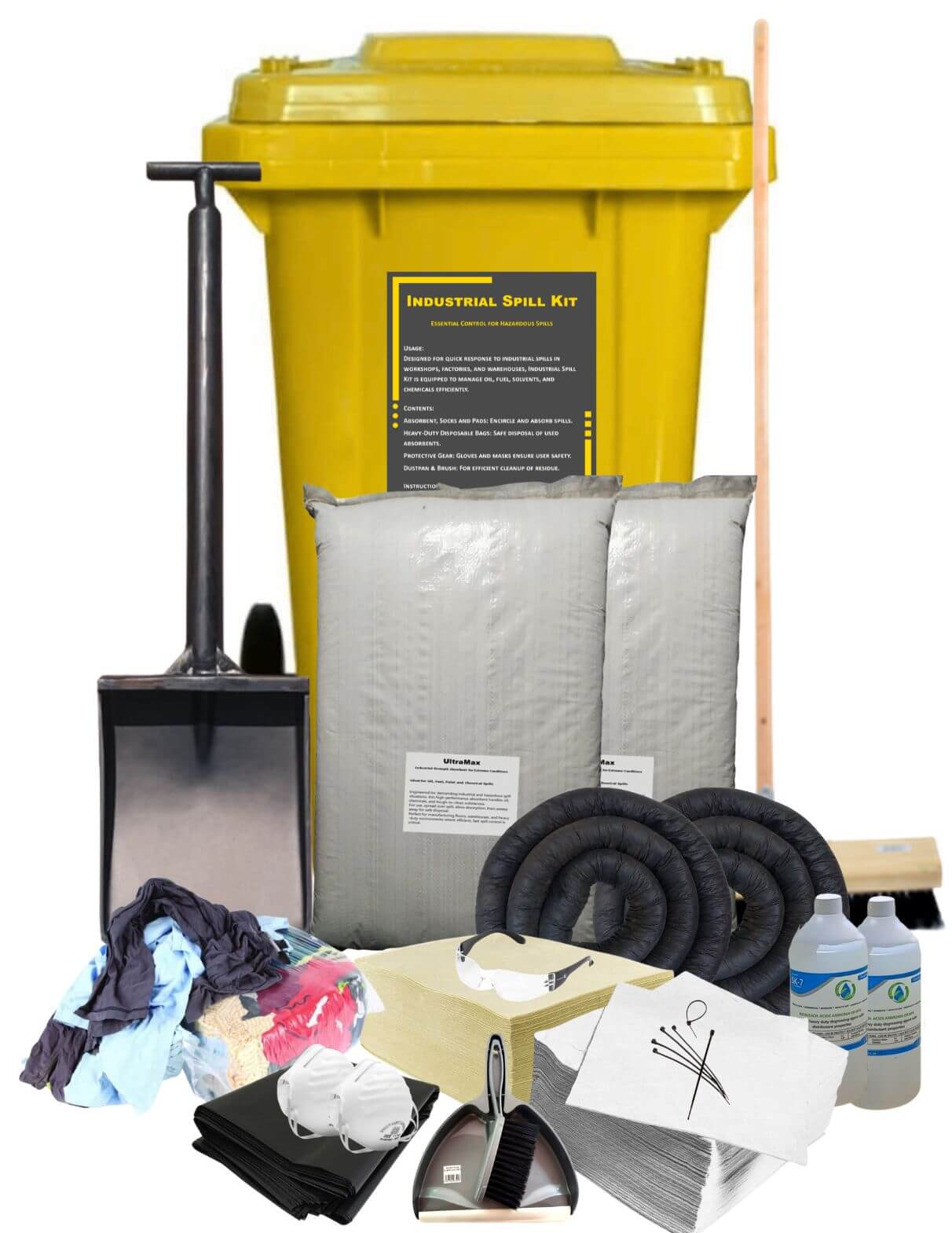 120L Oil & Fuel Spill Kit in Wheelie Bin | Complete Industrial Kit